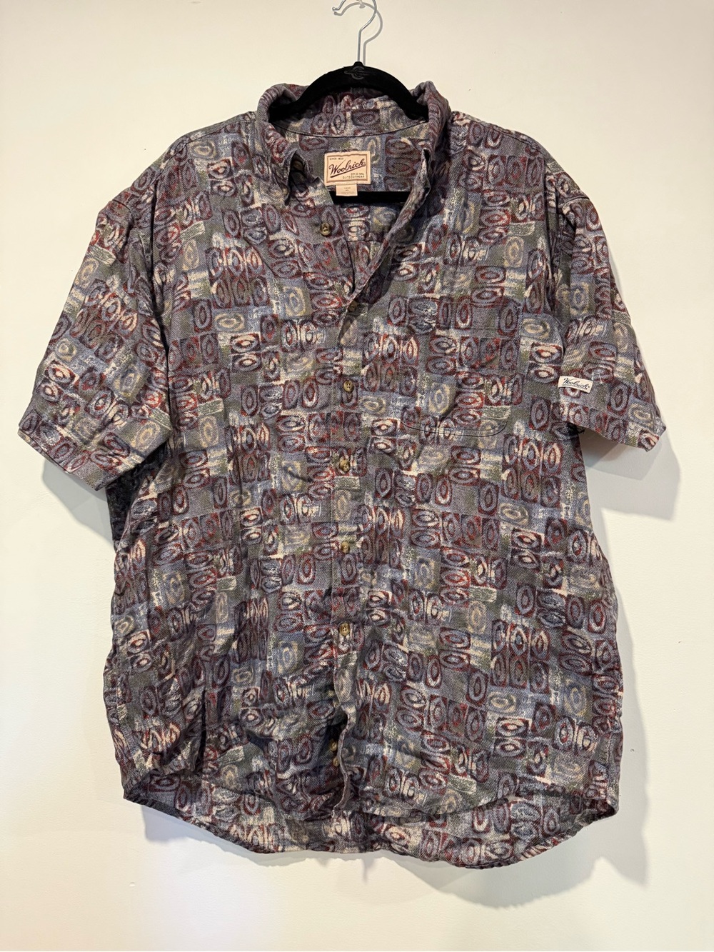 Vintage Woolrich Shirt Mens XL Abstract Geometric AOP Cotton Y2K Gorpcore Peru